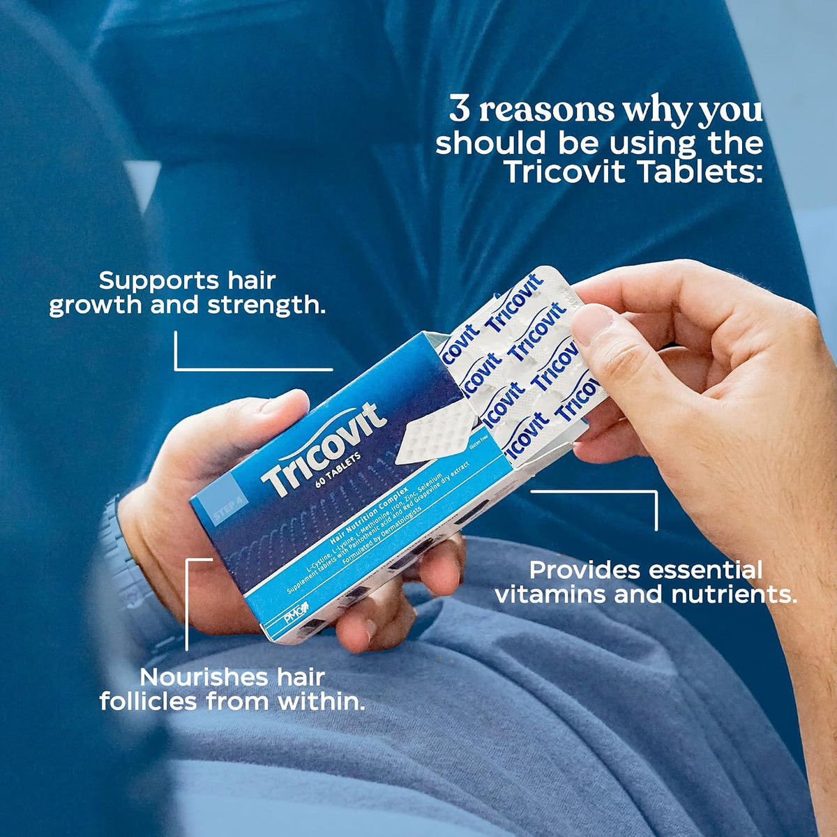 Tricovit Suplemento para el Crecimiento del – L-lisina (51,2 mg): Aminoácido necesario para la producción de – Image 3