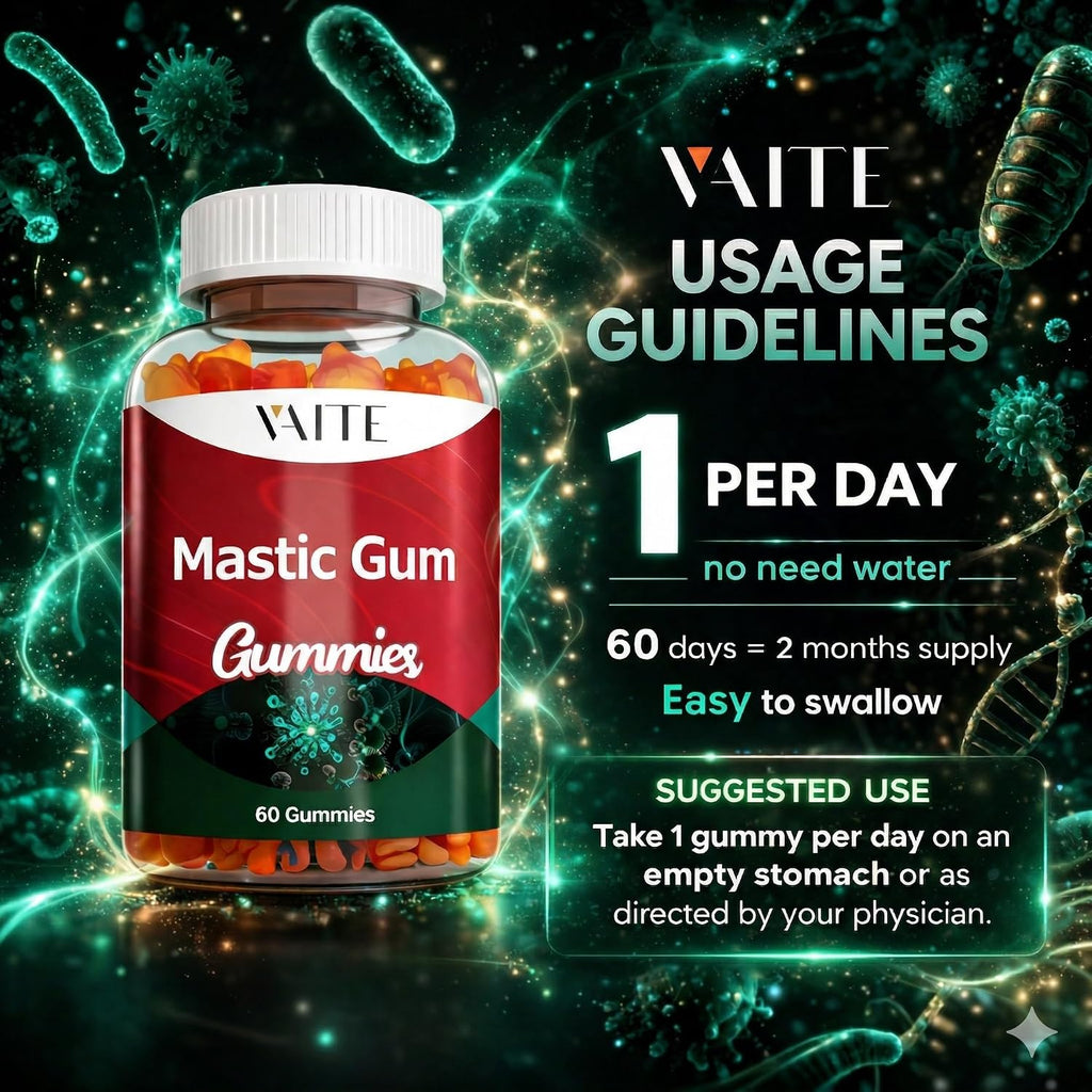 Gominolas de Mastic Gum 1000 mg - Apoyo Digestivo Natural, Resina de Pistacia Lentiscus, Vegano, Sin Gluten, 60 Gomitas