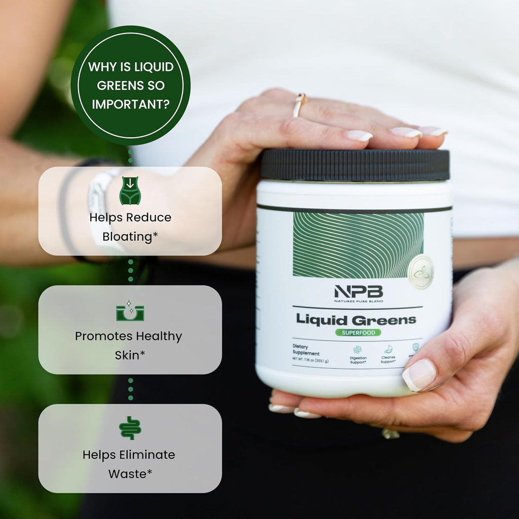 Nature's Pure Blend Super Greens Powder – Polvo Orgánico de Superalimentos con Probióticos – Sabor Matcha – 30 Dosis