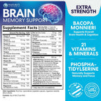 Nature's Peak Suplemento para la Memoria y Concentración - 3X Fuerza Nootrópico con Bacopa, Ginkgo Biloba y DMAE - 60 Cápsulas