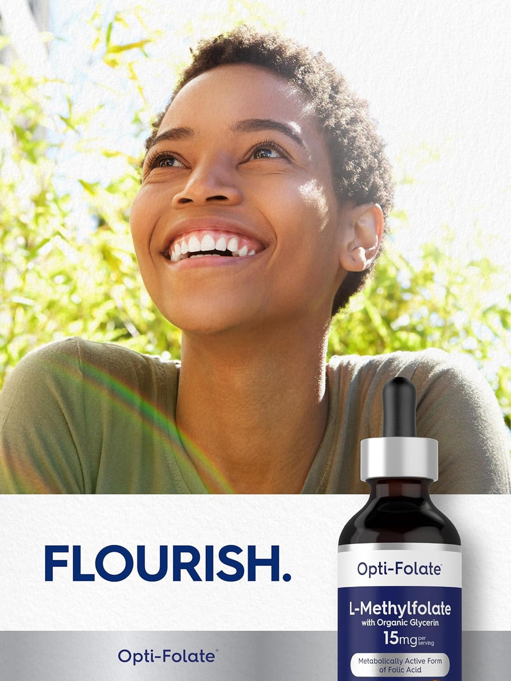 Carlyle L-Metilfolato Gotas 15mg - 2 fl oz (59 ml) con Glicerina Orgánica, Sabor a Bayas Mixtas - Sin Gluten, Vegano