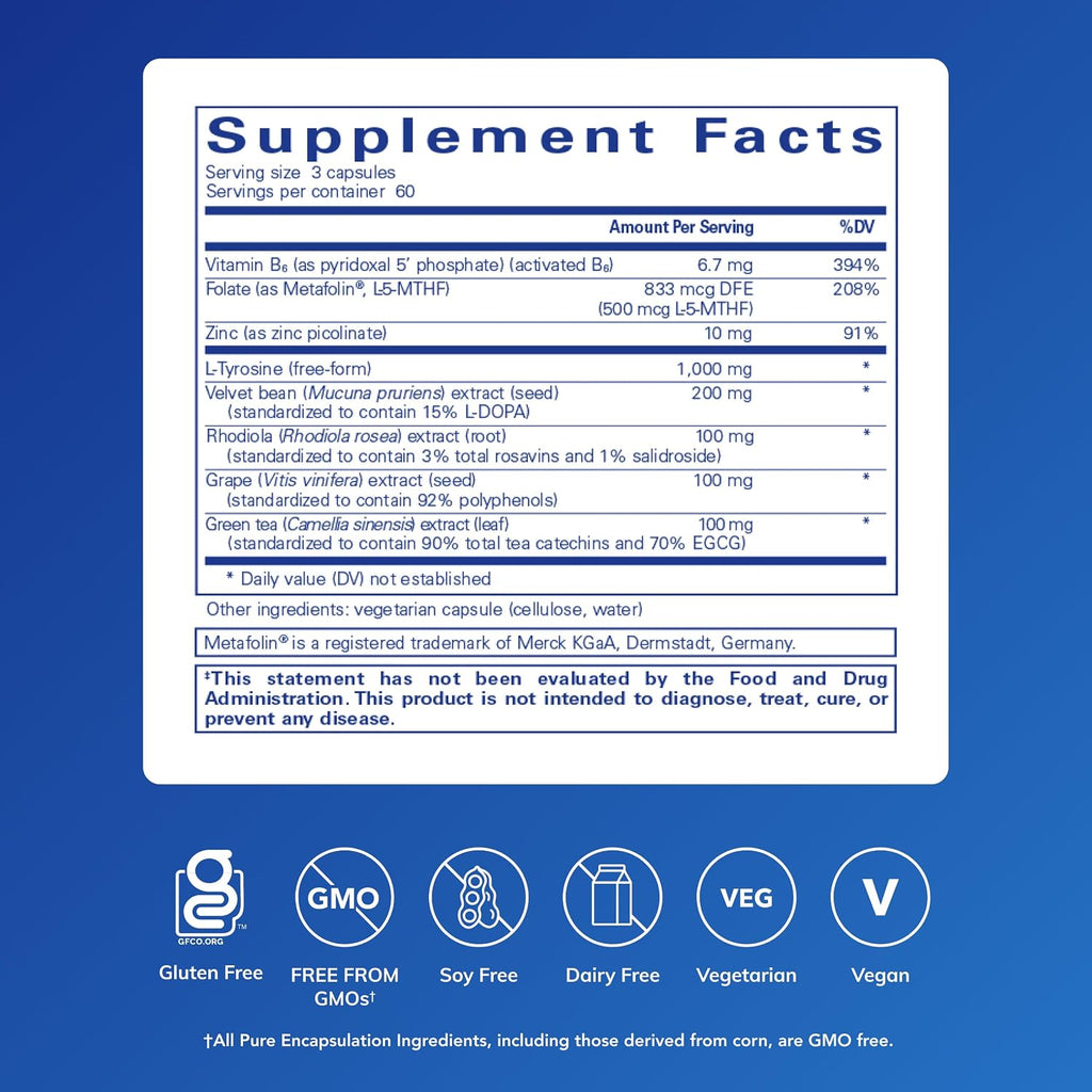 Pure Encapsulations DopaPlus – 180 Capsules – Dopamine Support and Brain Function