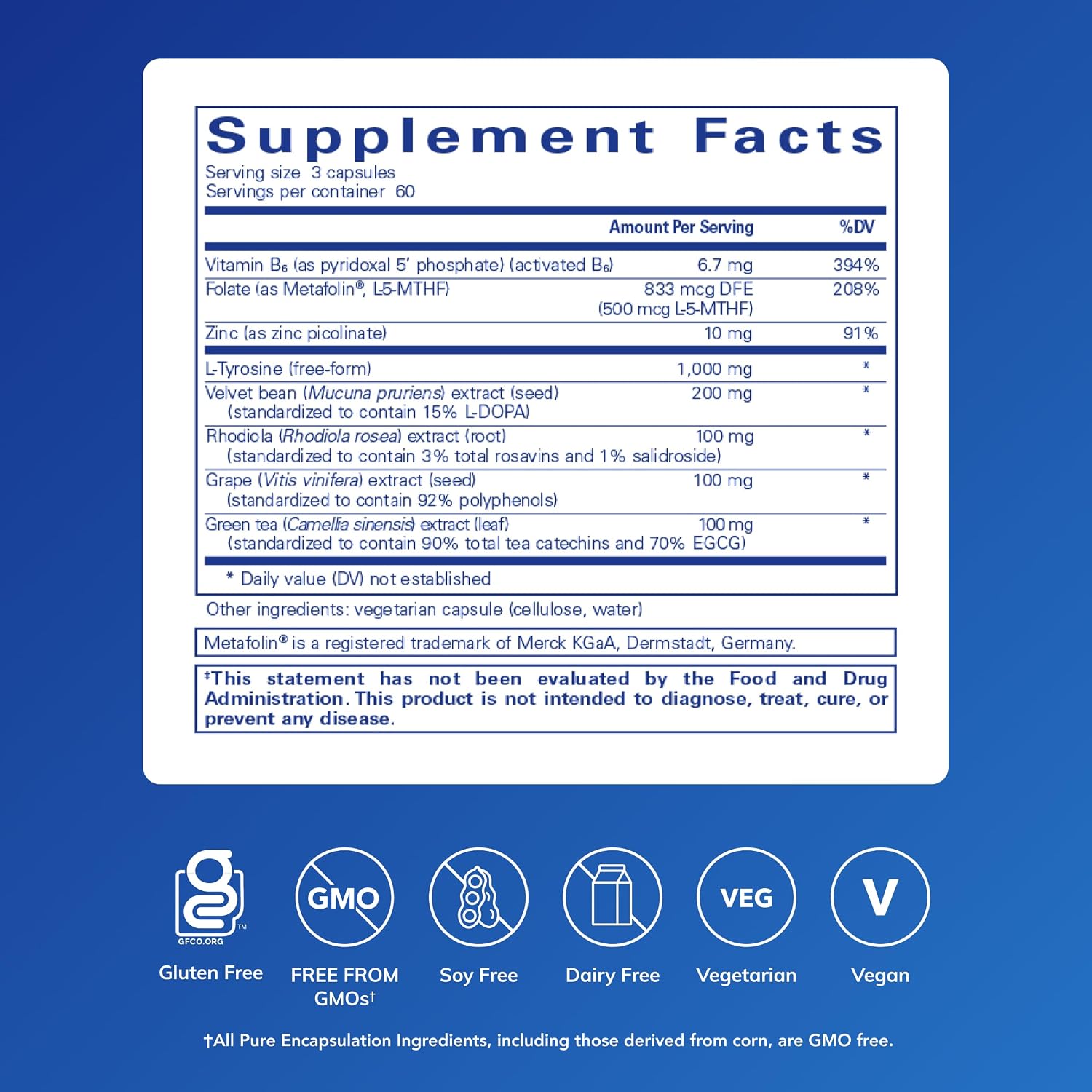 Pure Encapsulations DopaPlus – 180 Capsules – Dopamine Support and Brain Function