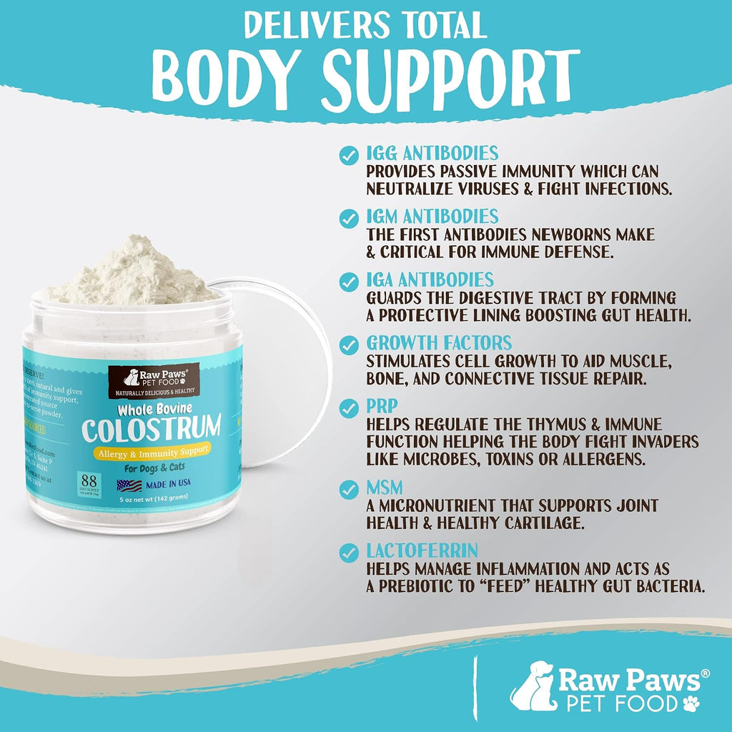 Raw Paws Bovine Colostrum para Perros y Gatos, 5 oz (141 g)