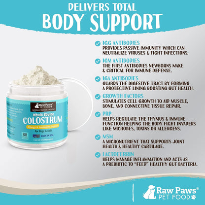 Raw Paws Bovine Colostrum para Perros y – Apoyo inmunológico: Las inmunoglobulinas (anticuerpos) presentes en el – Image 6