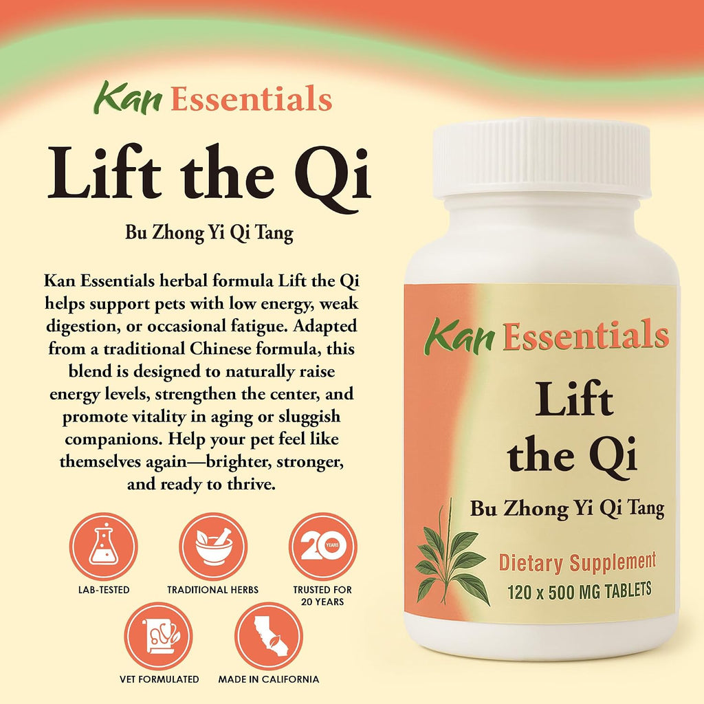 Kan Herb Company Lift the Qi – Mezcla herbal china tradicional para perros y gatos, 120 comprimidos