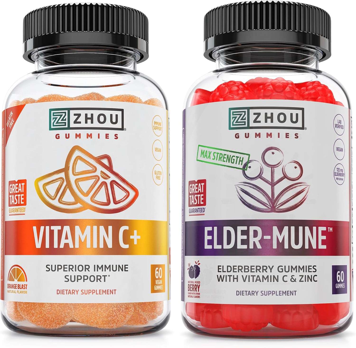 Zhou Vitamin C+ Gominolas - 270 mg de Vitamina C con Bioflavonoides y Acerola - 60 Gominolas Veganas