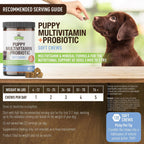 Strawfield Pets' Multivitamínico + Probióticos para Cachorros - Apoyo Articular y Digestivo - Sabor Bacon - 120 Masticables Blandas