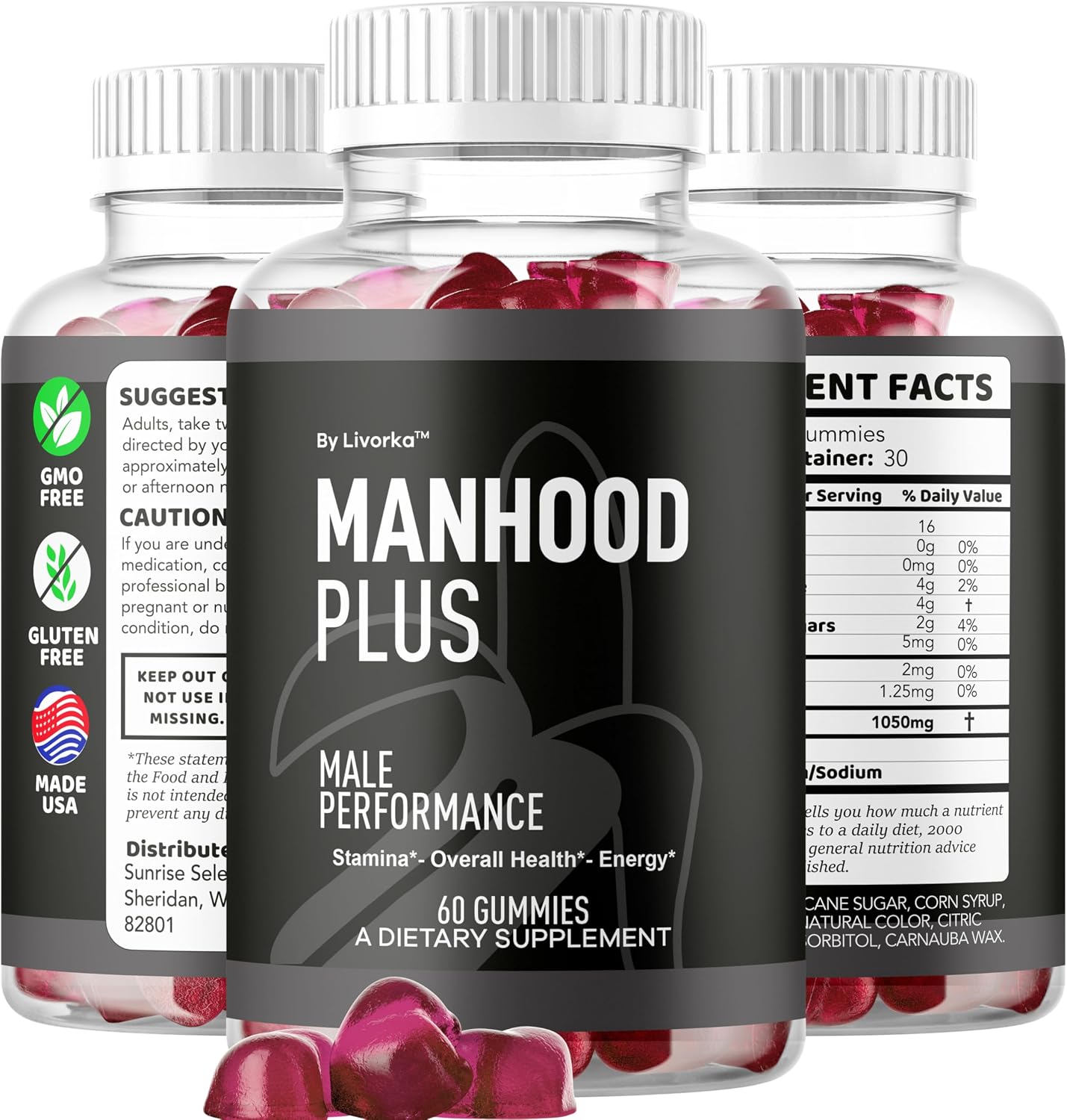 Manhood Plus Gummies for Men, 1050mg, 60 Gomitas