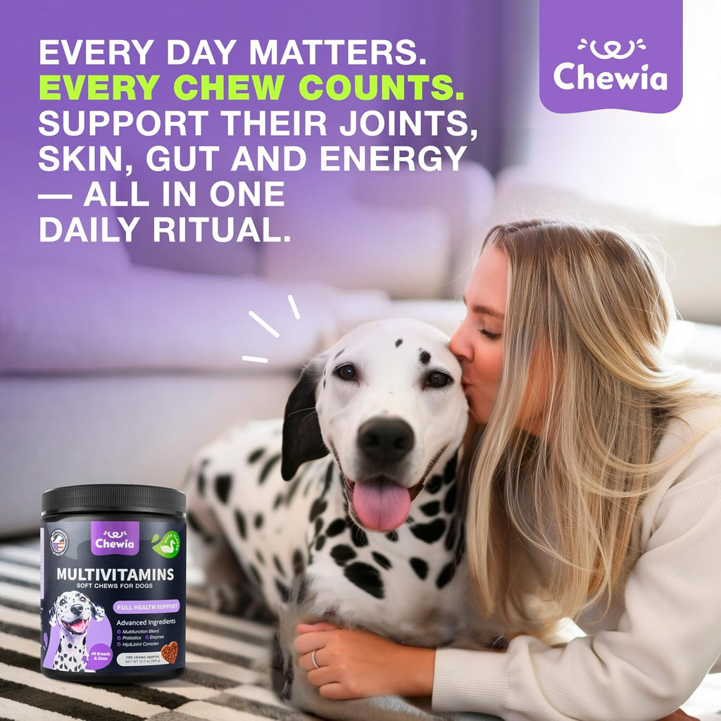 Golosinas Multivitamínicas 15 en 1 para Perros con MSM, Glucosamina y Quercetina – Apoyo Articular, Piel y Digestión
