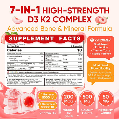 LILICARE Gummies de Vitamina D3 y K2 5000IU/10000IU con Calcio, Magnesio, Vitamina C y Zinc - Pack de 2 – Image 2