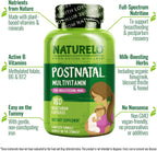 NATURELO Postnatal Multivitamin - Suplemento para Madres Lactantes - Vitaminas Vegetales, Folato, Hierro Suave - 180 Cápsulas