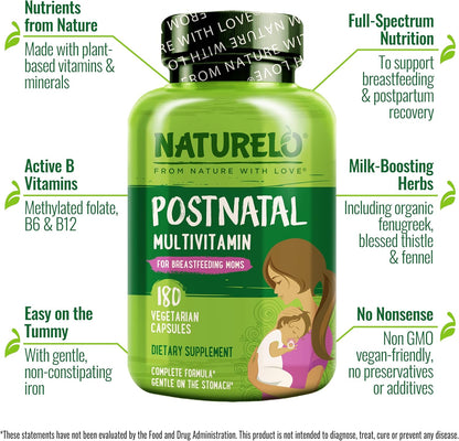 NATURELO Postnatal Multivitamin - Suplemento – Ayuda a mantener la visión normal (vitamina A, zinc). – Image 4