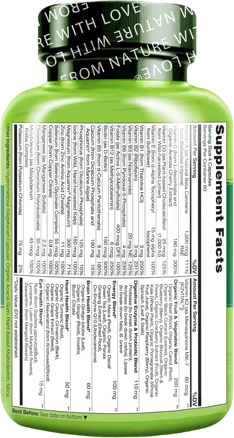 NATURELO Multivitamínico para Hombres - Complejo de Alimentos Integrales con Vitaminas y Minerales - 240 Cápsulas Vegetarianas