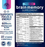Brain Memory Supplement Pills - 3X Strength Nootropics for Concentration, Clarity & Focus Support - Brain Health Cognitive Vitamins with Bacopa, Phosphatidylserine & DMAE, Brain Booster - 60 Capsules