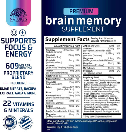 Brain Memory Supplement Pills - 3X Strength Nootropics for Concentration, Clarity & Focus Support - Brain Health Cognitive – Image 2