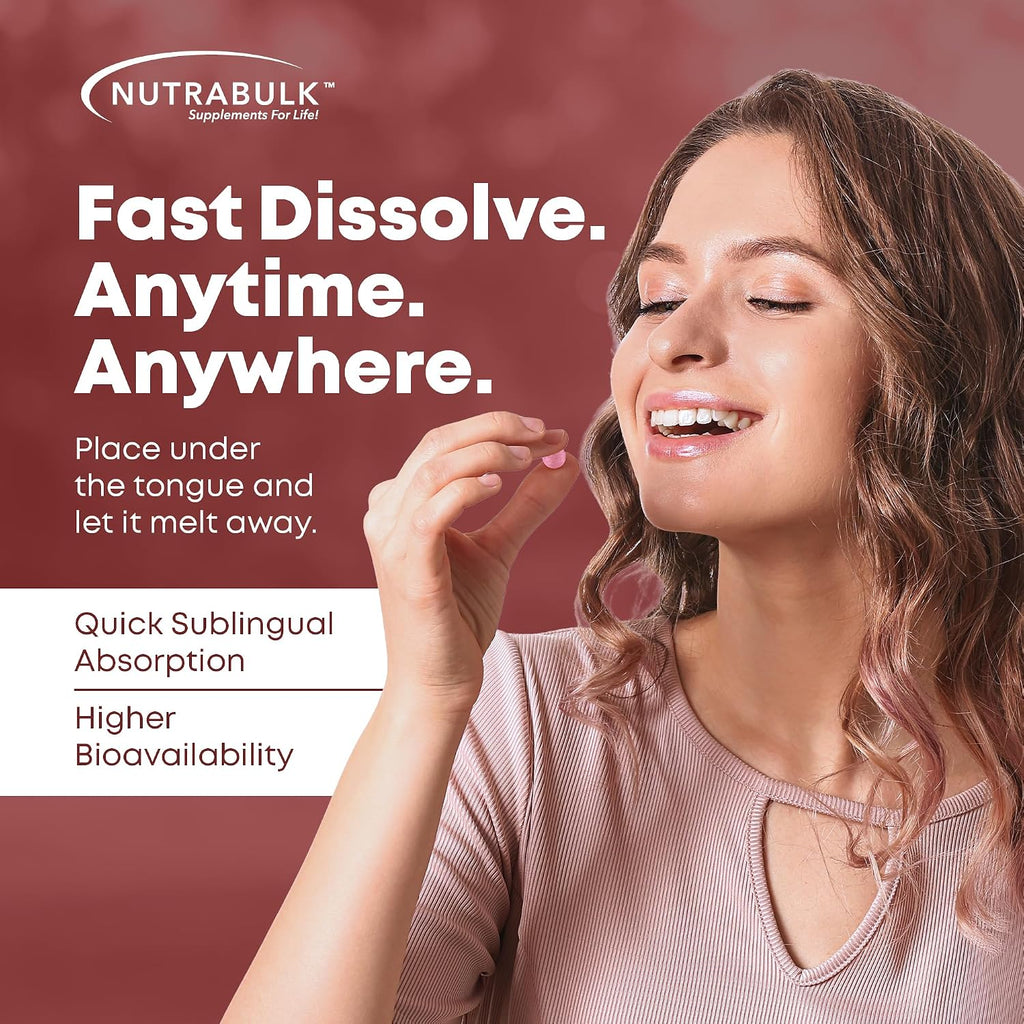 Vitamina B12 2500 mcg Pastillas Sublinguales Sabor Cereza - NutraBulk