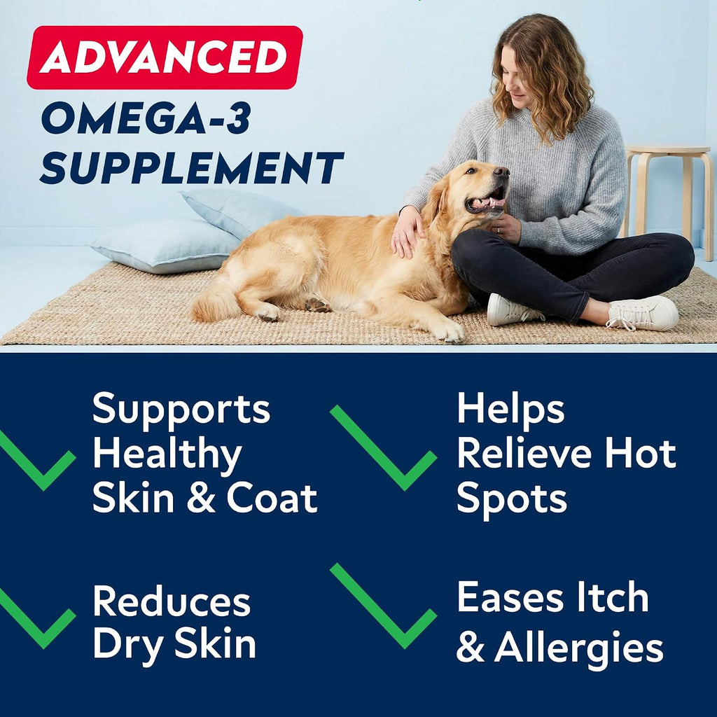 STRELLALAB Omega 3 for Dogs - 180 Golosinas de Aceite de Salmón - Alivio de Alergias y Picazón - Suplemento para Piel y Pelaje Seco - Tratamiento Anti-Caída y Puntos Calientes - Sabor a Pollo