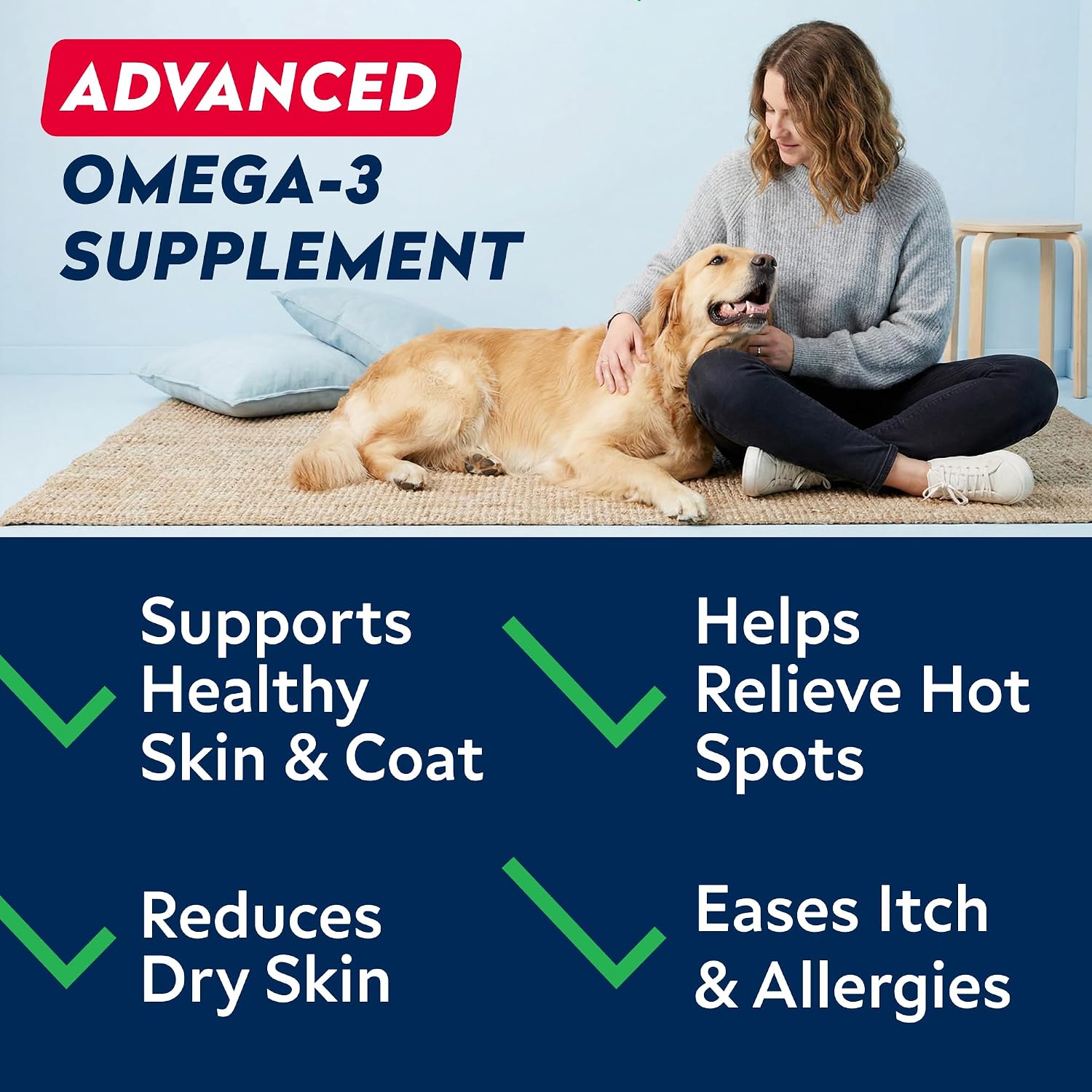 STRELLALAB Omega 3 for Dogs - 180 Golosinas de Aceite de Salmón - Alivio de Alergias y Picazón - Suplemento para Piel y Pelaje Seco - Tratamiento Anti-Caída y Puntos Calientes - Sabor a Pollo