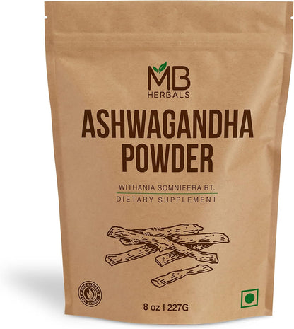 MB Herbals Ashwagandha en polvo 227g (8oz) - Raíz de Withania somnifera – Image 1