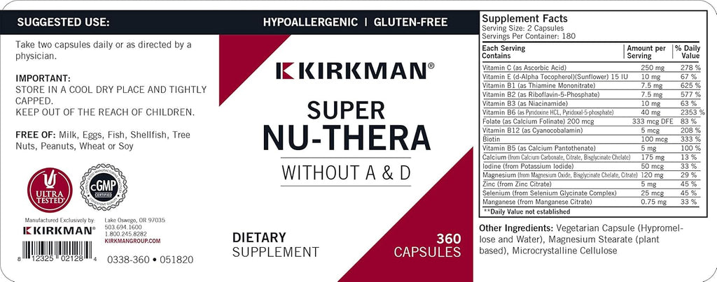 Kirkman Super Nu-Thera Without A&D 360ct