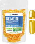 XPRS Nutra Cápsulas Vacías de Gelatina Tamaño 2 - 100 Unidades - Cápsulas de Gelatina para Rellenar - Cápsulas de Gelatina Bovina para Suplementos Caseros (Doradas)
