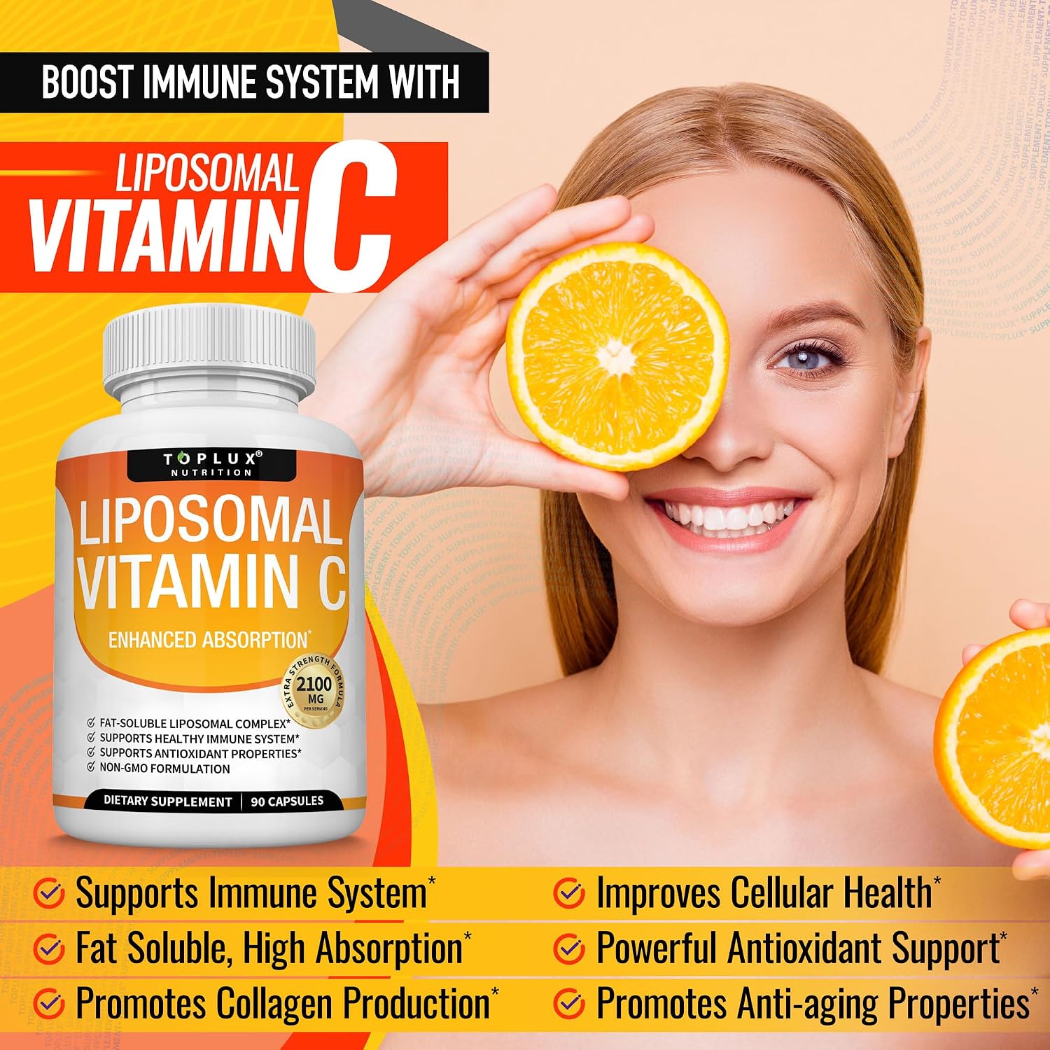 Vitamina C Liposomal 2100 mg - Alta Absorción - Fórmula Vegana - Toplux