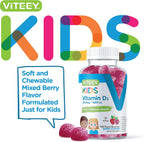 Viteey Vitamin D3 Gominolas para Niños 25mcg (1000 UI) - Sabor a Bayas - 120 Gominolas