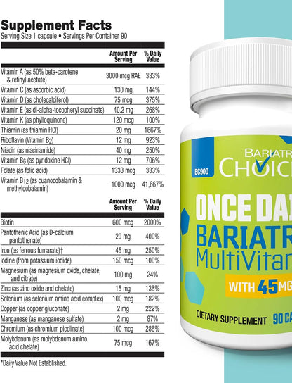 Bariátrico Multivitamínico con Hierro 45mg – – Vitamina D: Favorece la absorción y utilización normal del calcio y – Image 7
