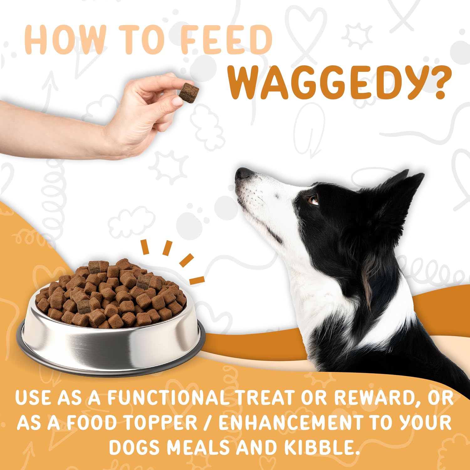 Waggedy Omega Max Chews para perros con aceite de salmón y linaza, 60 unidades.