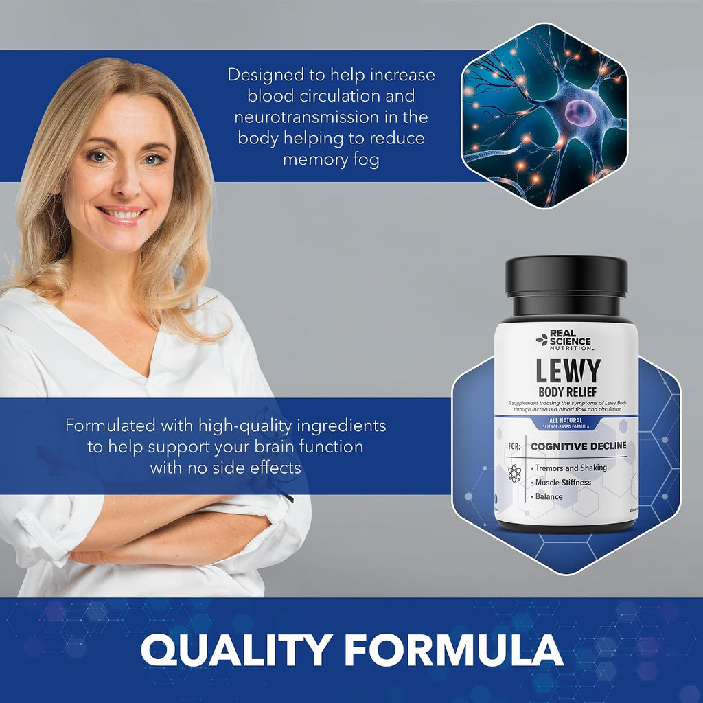 Real Science Nutrition Lew-X - Suplemento para Apoyo Cognitivo y Alivio de Temblores Musculares