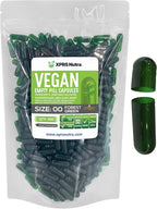 XPRS Nutra Cápsulas Vacías Tamaño 00 - 500 uds - Cápsulas Veganas - Cápsulas Vegetales para Rellenar - Verde Bosque