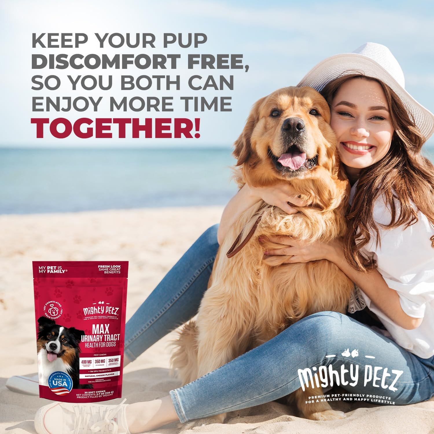 Mighty Petz MAX Cranberry for Dogs - Cranberry Supplement with D-Mannose for Bladder Control & Kidney Health