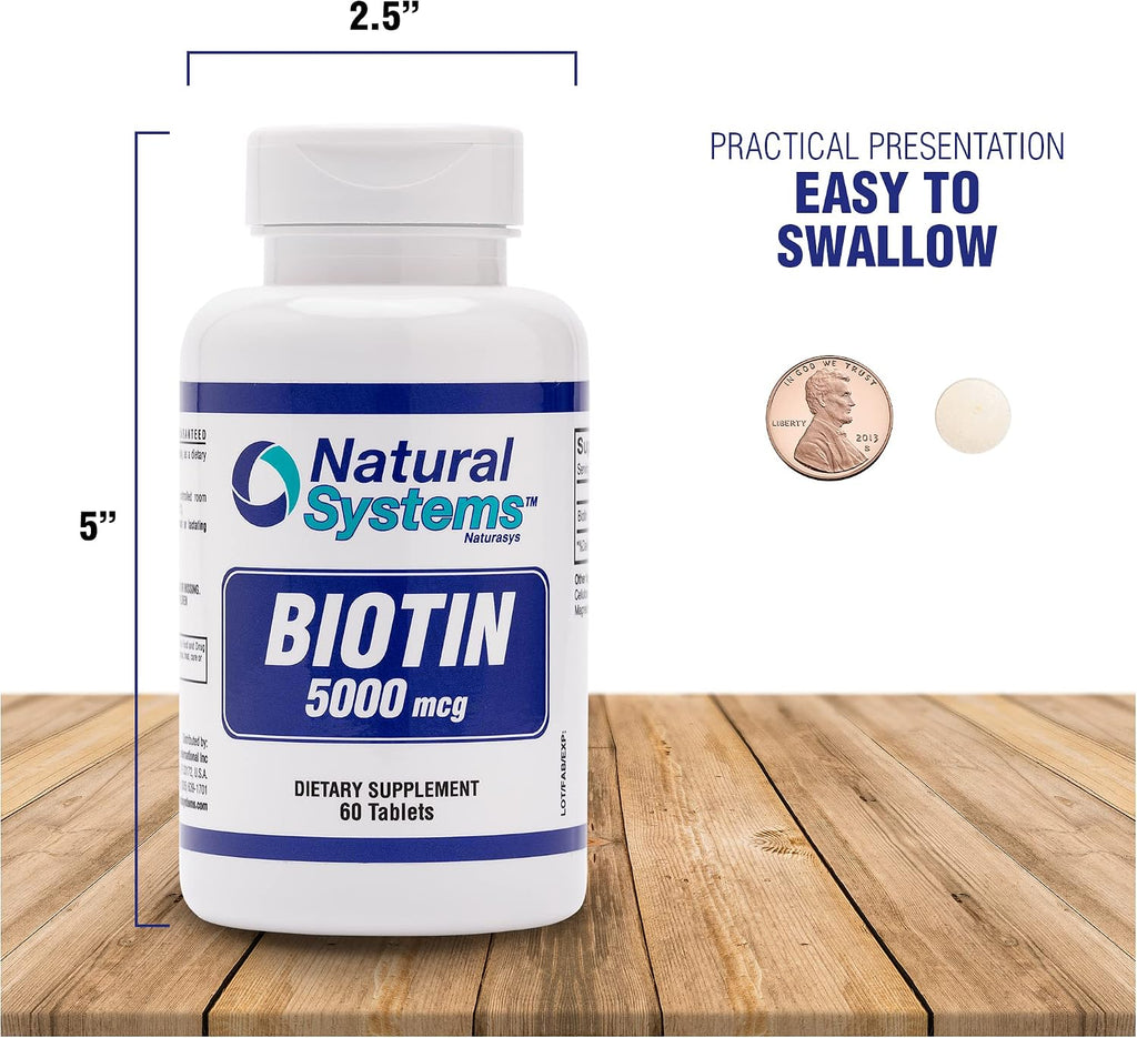Biotina 5000 μg, 60 Comprimidos – Natural Systems