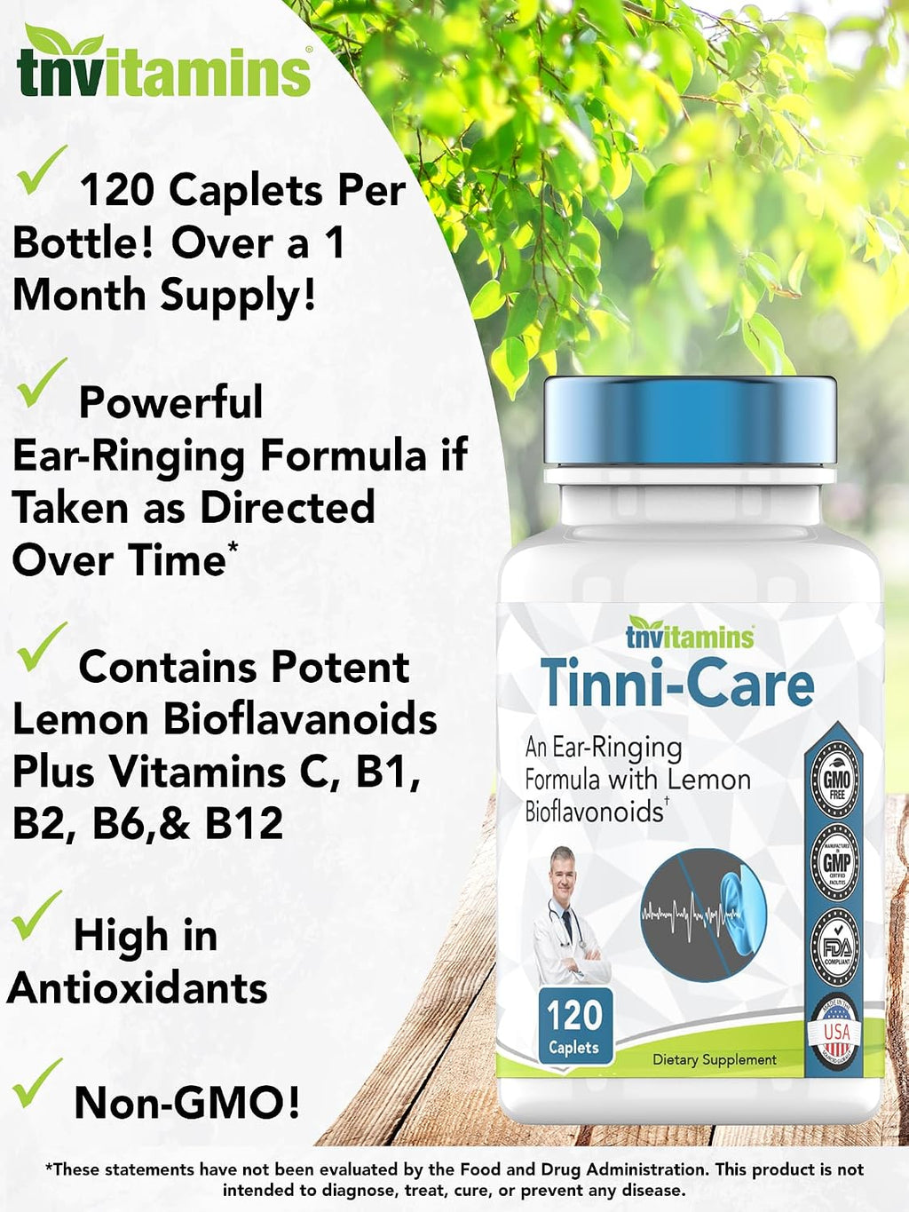 Tinni-Care Bioflavonoides de Limón y Vitaminas B - 120 Comprimidos