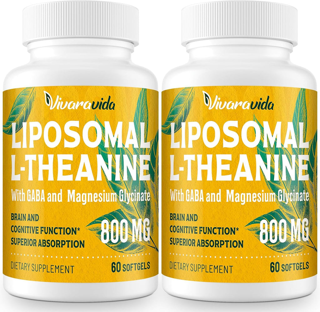Vivaravida L-Theanina 800mg con GABA y Glicinato de Magnesio - Compuesto Natural para el Sueño y la Relajación (60 Cápsulas Blandas)