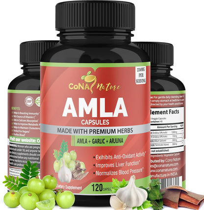 Cápsulas de Amla Orgánico 2250mg con Arjuna – Amla en polvo orgánico: 1500 mg de fruto entero, fuente concentrada – Image 1