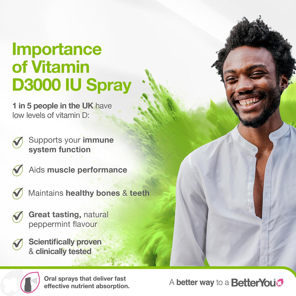 BetterYou D3000 Vitamina D Oral en Spray - 3000 UI - 0.5 oz (15 ml)
