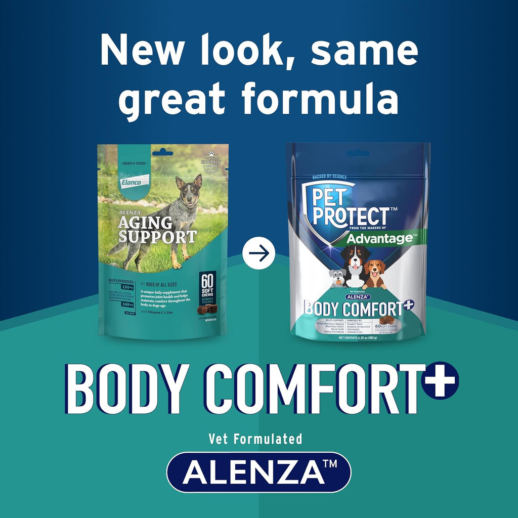 Pet Protect Whole Body Comfort+ Suplemento para Perros, Alenza, Apoya Respuesta Inflamatoria Normal, Masticables Sabor Pollo (60 uds)
