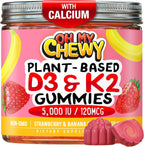 OH MY CHEWY Gominolas de Vitamina D3, K2 y Calcio - 5000 IU D3, 120 mcg K2 (MK-7), 120 mg Ca - Vegano y No GMO - 120 unidades
