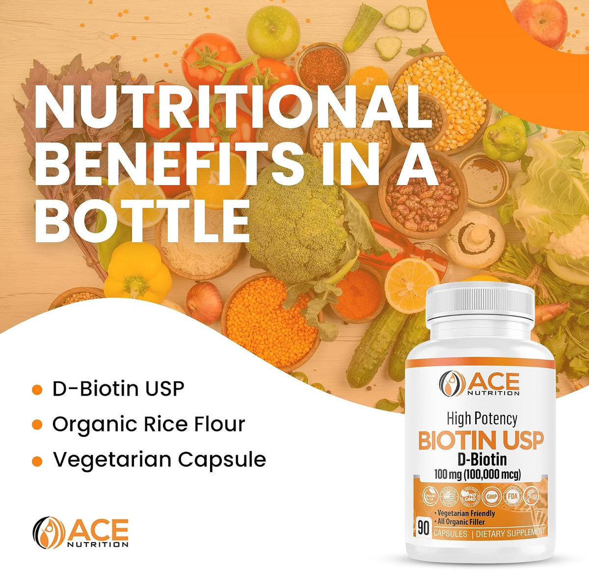 Ace Nutrition Biotina USP Alta Potencia 100mg (100.000mcg) - 3 Envases – Image 6