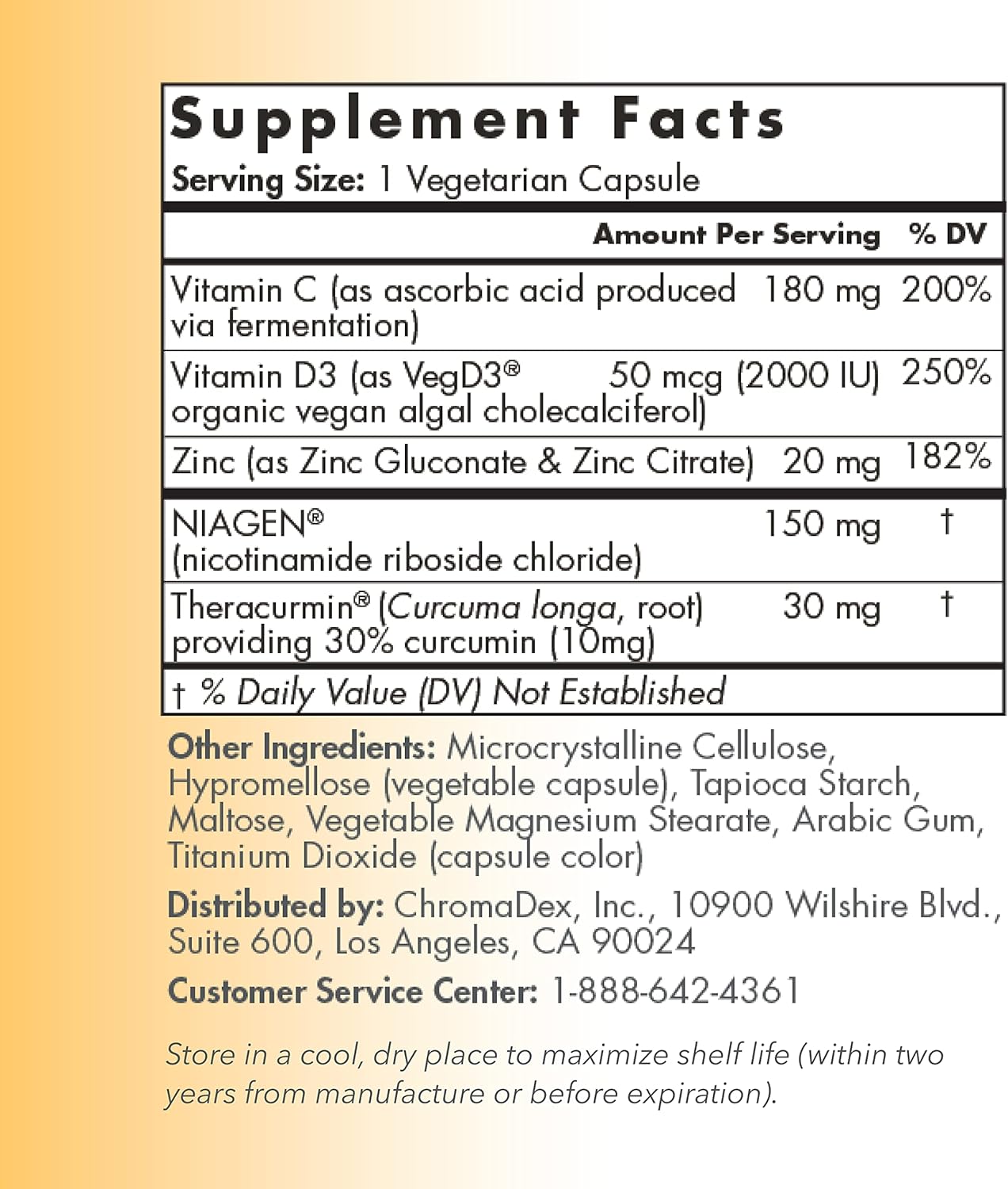 TRU NIAGEN Immune Support – Complejo para el sistema inmunitario con Niagen, Vitamina C, D3, Zinc y Theracurmin (30 cápsulas)