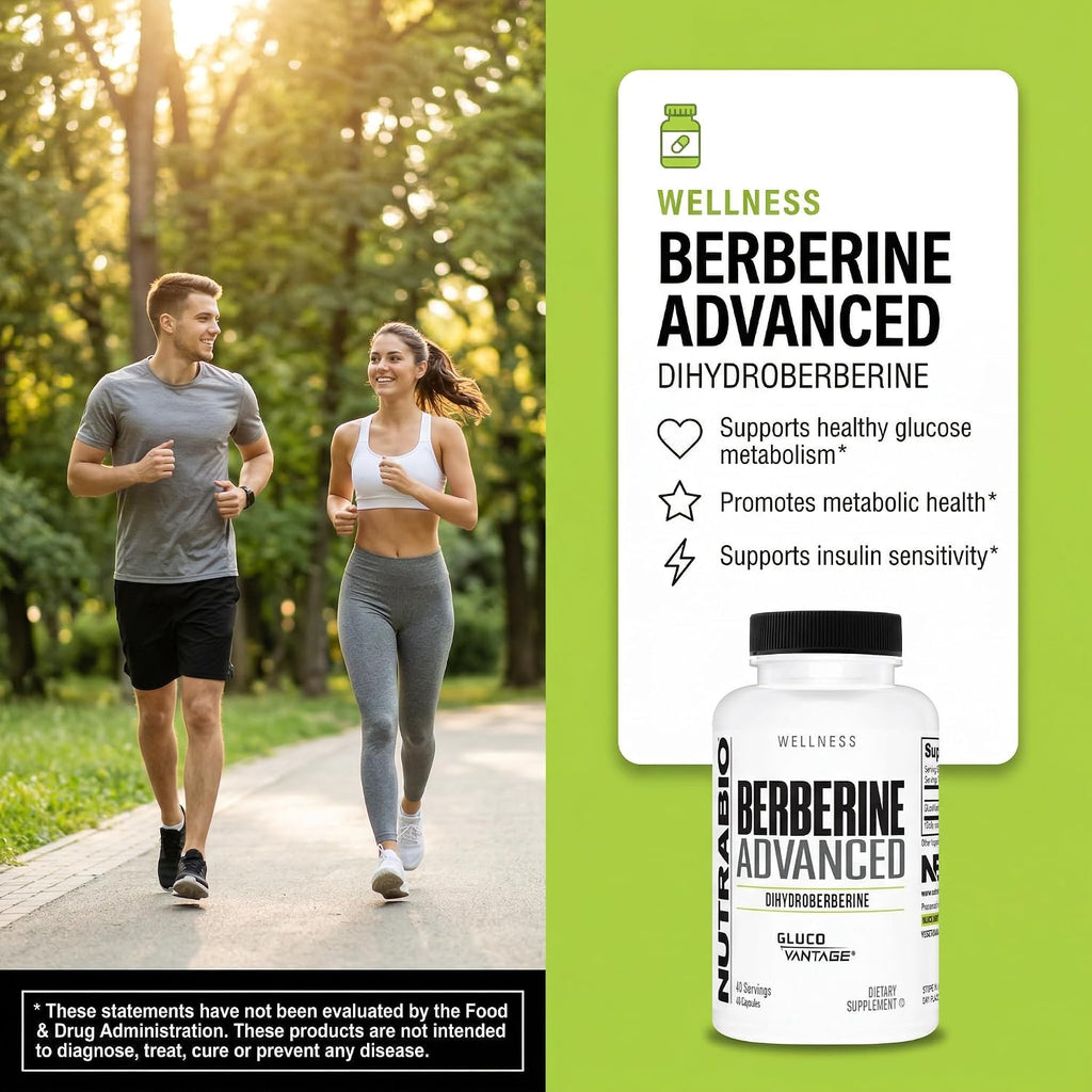 NutraBio Berberine Advanced – Dihidroberberina 200 mg, 60 Cápsulas