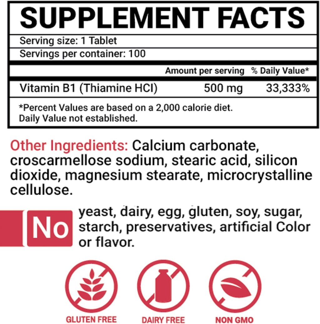 Peter's Choice Vitamina B1 (Tiamina) 500 mg - 100 Comprimidos