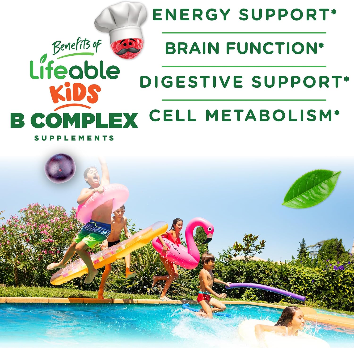 Lifeable Complejo B para Niños con Vitamina C - Gominolas Veganas de Vitaminas B - 90 Gominolas