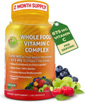 Whole Food Vitamin C Complex - 1450mg Bayas Ecológicas - 675 mg Vitamina C por Dosis, Alto Poder Antioxidante e Inmunológico con Acerola, Amla y Bioflavonoides Naturales - Vegano, No Transgénico, 120 Unidades