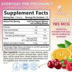 Nature's Nutrition Gominolas de Ácido Fólico - 785 mcg de Folato - Vitaminas Prenatales - 120 Gominolas de Naranja, Cereza y Uva