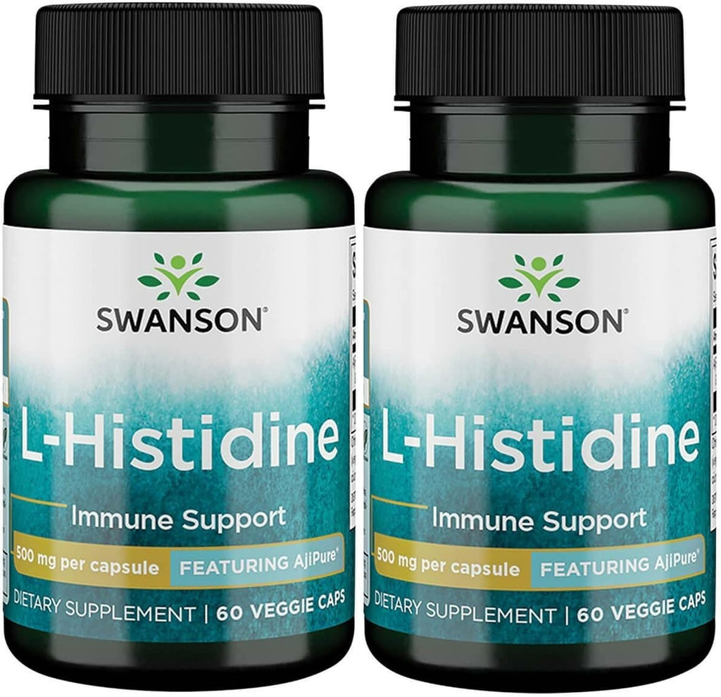 Swanson Ultra L-Histidina 500 mg con AjiPure - 60 Cápsulas Veganas (2 Unidades)
