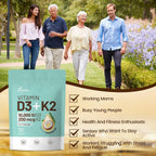 VivoNu Vitamina D3 K2 10000 UI con MK-7 y Aceite de Coco Virgen - 300 Cápsulas Blandas