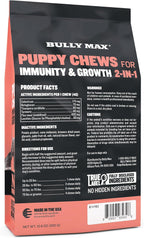 Bully Max 2-en-1 Vitaminas para Cachorros, 75 Masticables Suaves para Inmunidad y Crecimiento - Suplemento Multivitamínico para Perros con Probióticos y Calostro